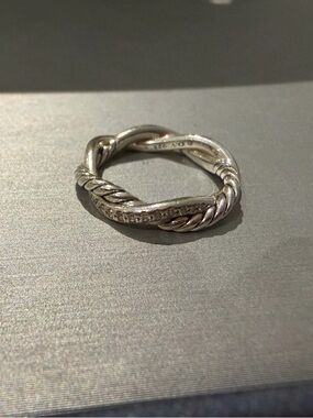 David Yurman Silver Twisted Cable Crossover Ring